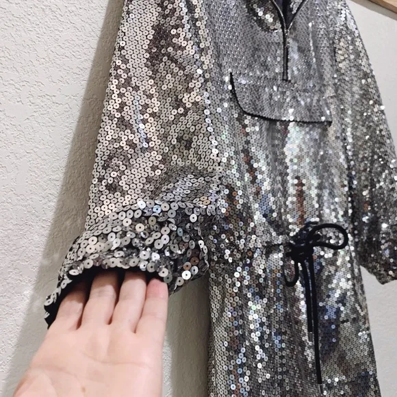 Moschino x H&M Silver Sequin Hooded Mini Dress - Picture 12 of 16